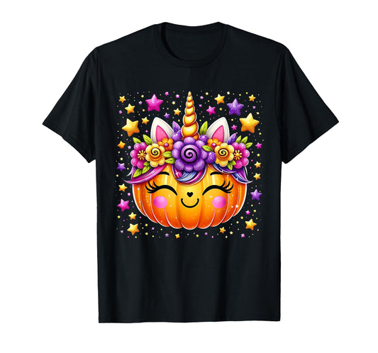 Cute Unicorn Pumpkin Girls Kids Funny Halloween T-Shirt