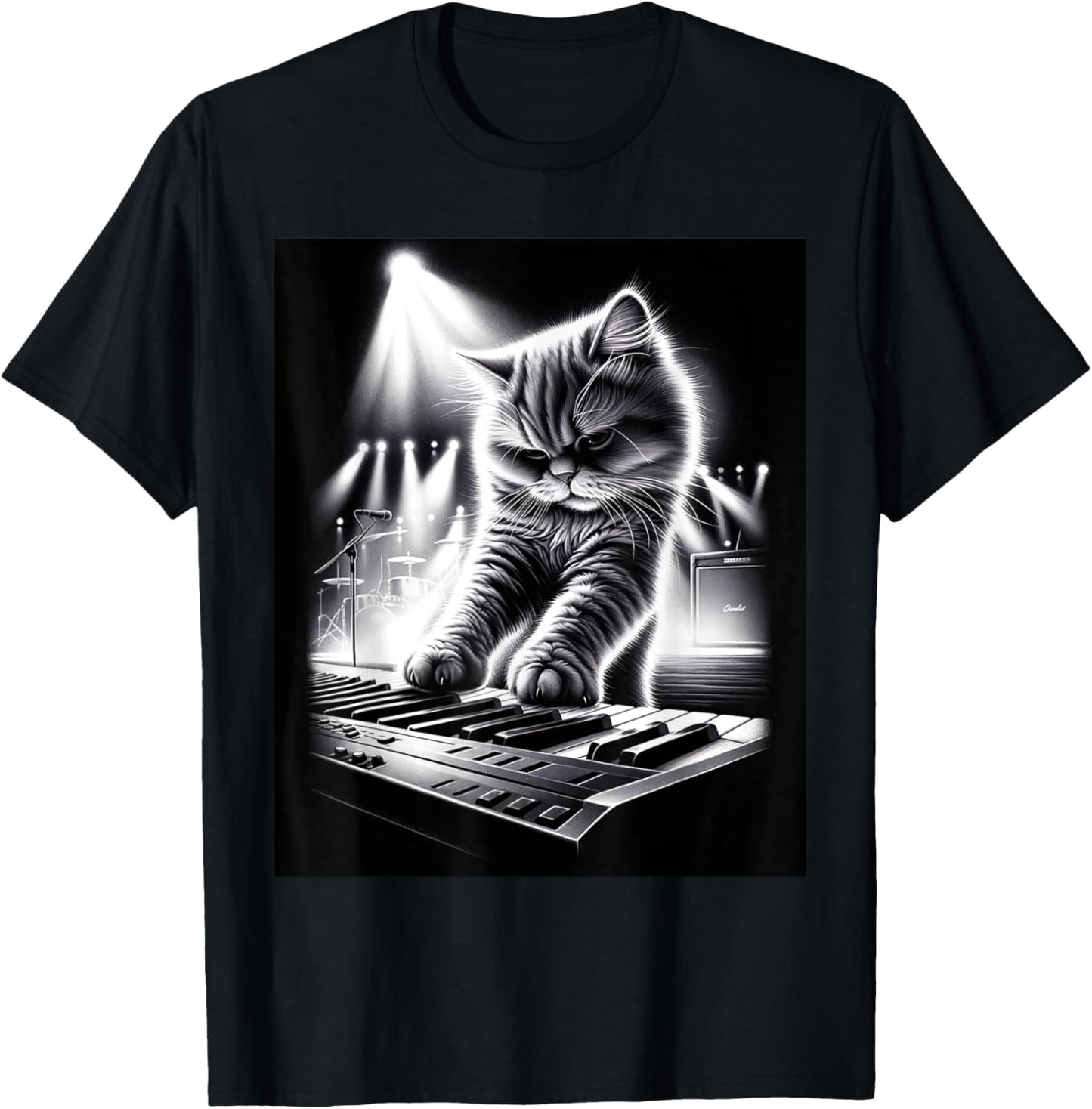 Musician Keyboard Player Funny Cat Playing Keyboard T-Shirt