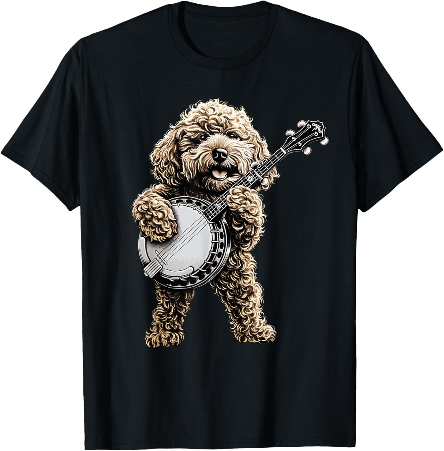 Golden Doodle Goldendoodle Dog Bluegrass Banjo Player T-Shirt