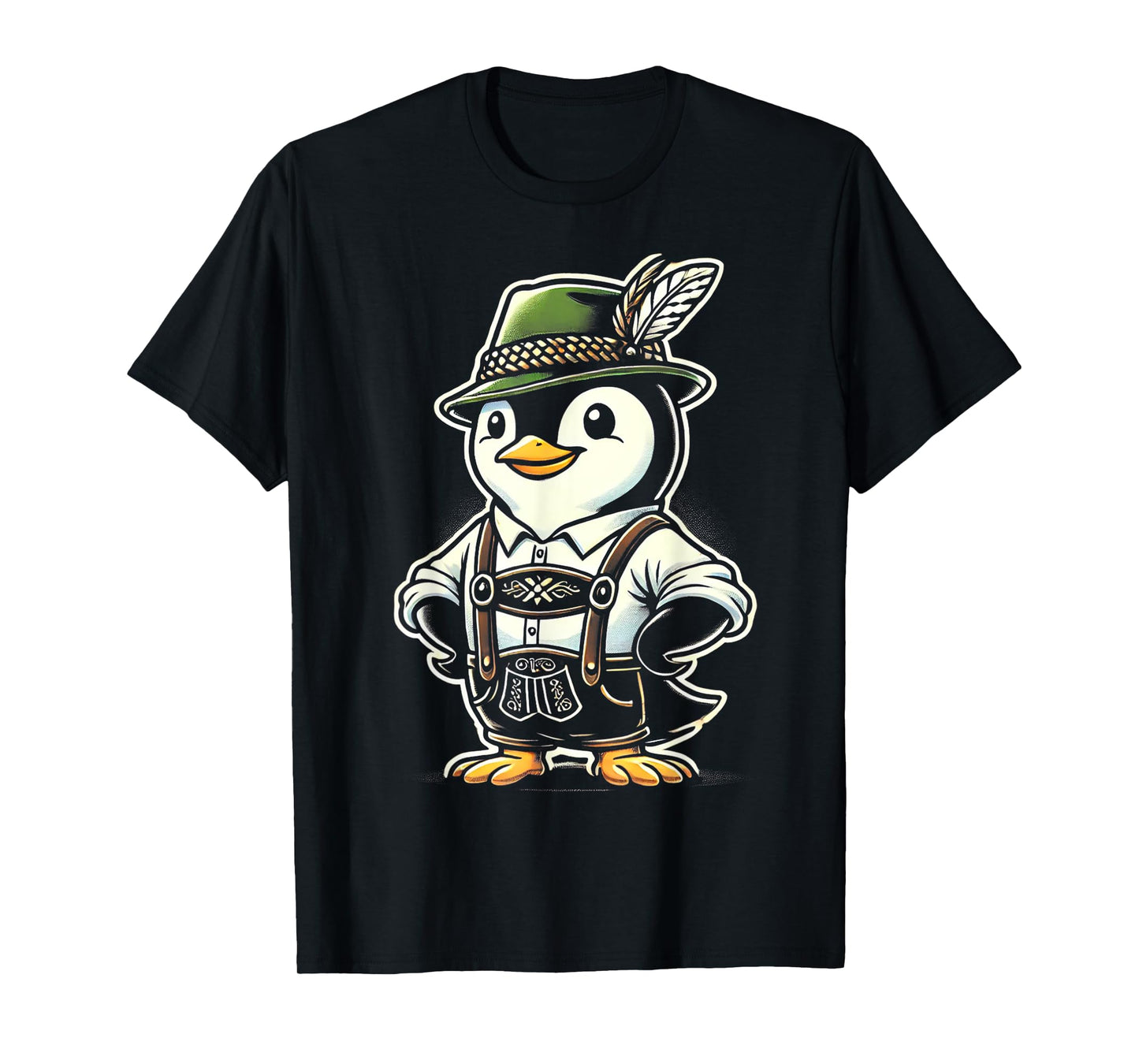 Oktoberfest Penguin Funny German Bavarian Lederhosen Penguin T-Shirt