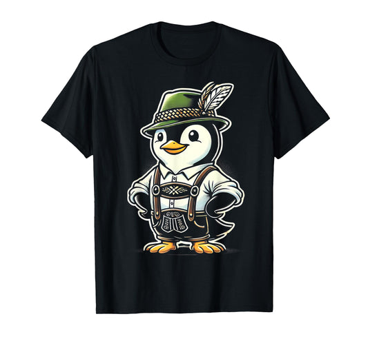 Oktoberfest Penguin Funny German Bavarian Lederhosen Penguin T-Shirt