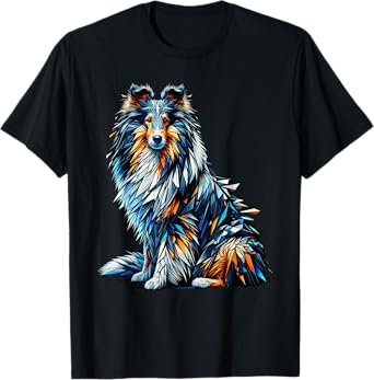 Polygon Art Shetland Sheepdog Sheltie T-Shirt