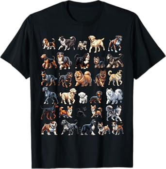Types Of Dogs Breeds Chart Educational Canine Enthusiast T-Shirt
