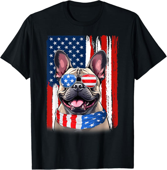 French Bulldog America Flag 4th of July USA Patriotic T-Shirt