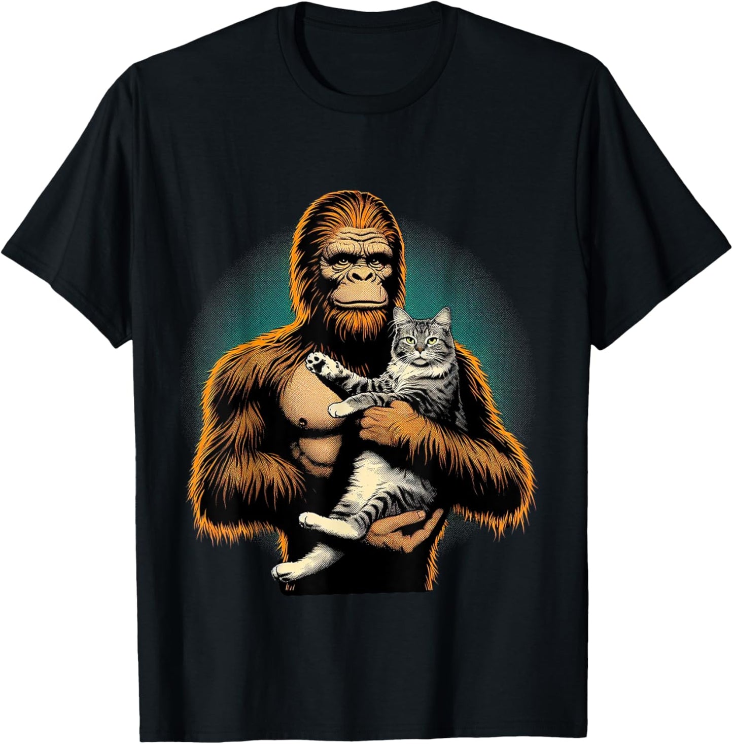 Funny Cat and Bigfoot T-Shirt