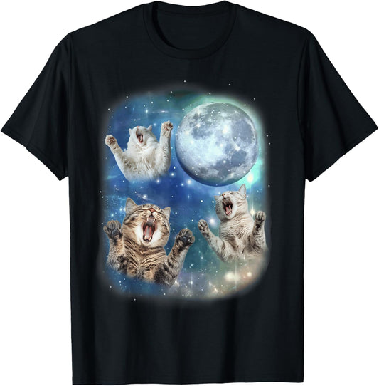 Funny Cat Tees Three Cat Moon 3 Cute Cats Kitten Funny T-Shirt