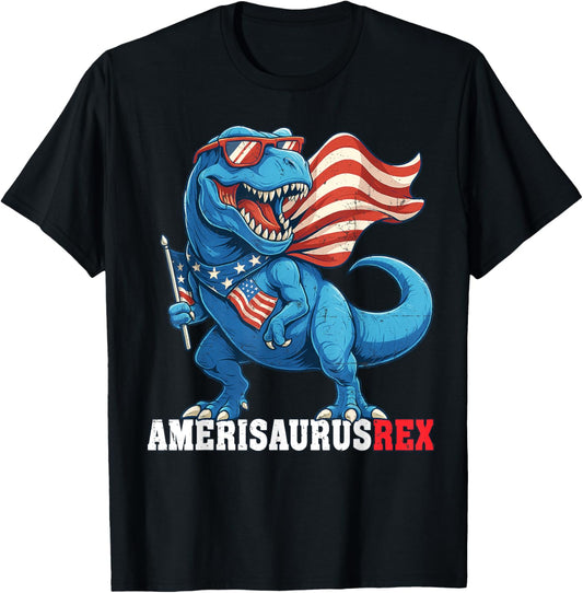 Dinosaur Boys Men Amerisaurus T Rex Kids Funny 4th of July T-Shirt