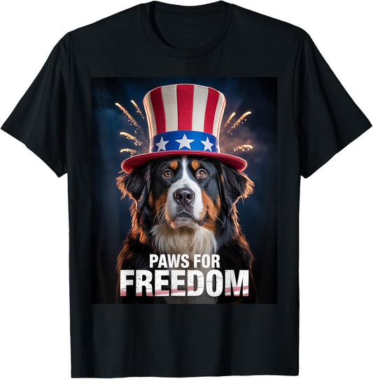 Paws for Freedom Patriotic Dog USA Independence Celebration T-Shirt