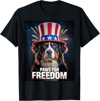 Paws for Freedom Patriotic Dog USA Independence Celebration Men Women Kids T-Shirt