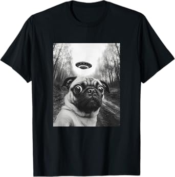 Pug UFO Meme - Funny Pug Selfie with UFO T-Shirt