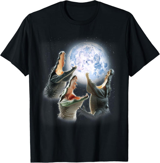 3 Alligator Howling At The Moon Funny Crocodile Alligator T-Shirt