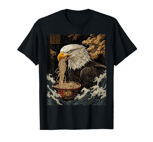 USA Patriotic American 4th of July Bird Eating Ramen Noodles T-Shirt