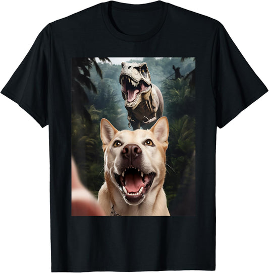 Labrador Selfie T-Rex Dinosaur Funny Dog Tee Men Women Kids T-Shirt