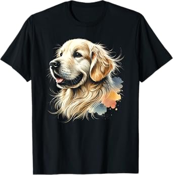 Golden Retriever Watercolor Pop Art Portrait Cute Dog Owners T-Shirt for Men Women Girls Kids