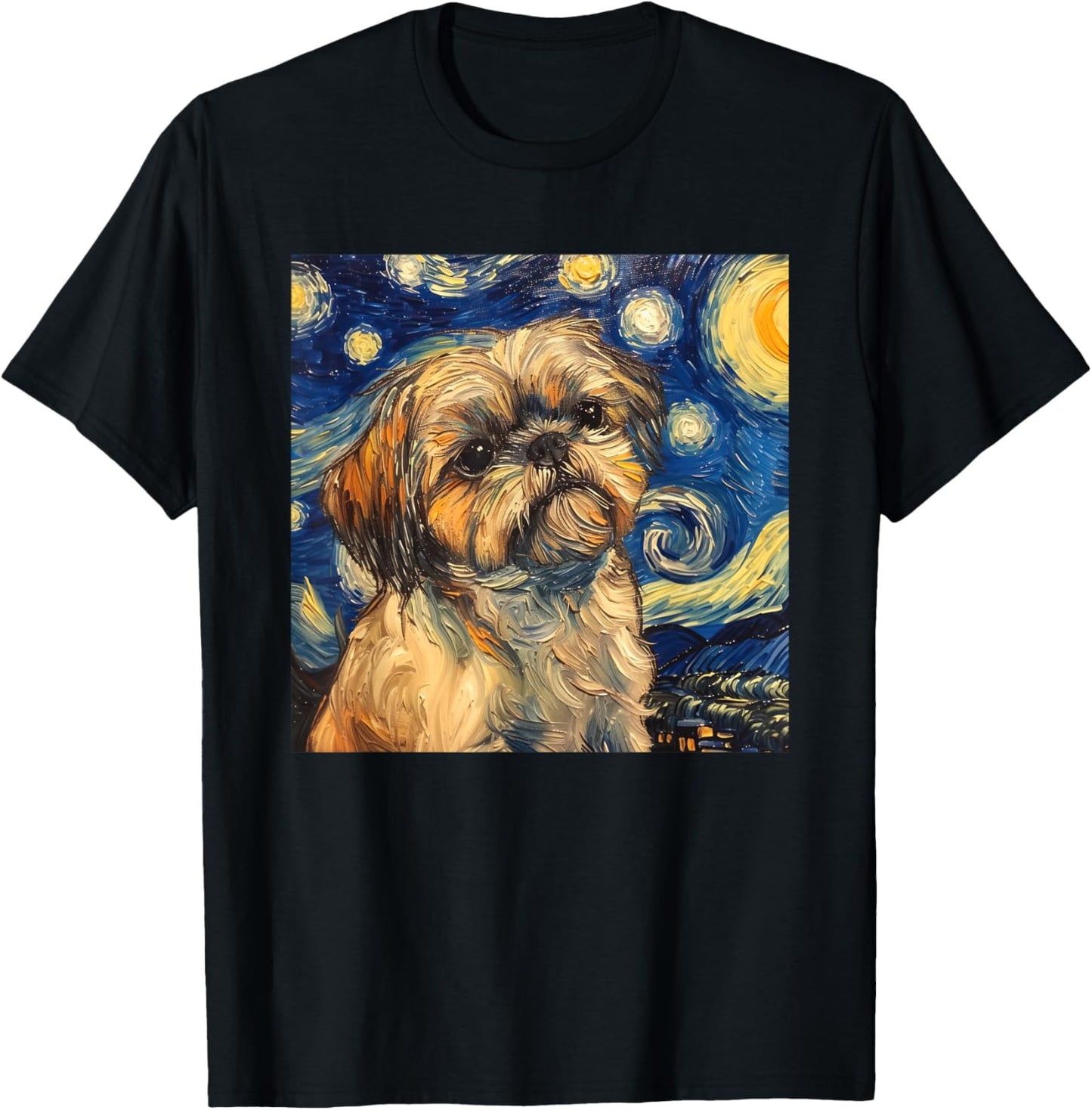 Shih Tzu Dog Van Gogh Starry Night T-Shirt