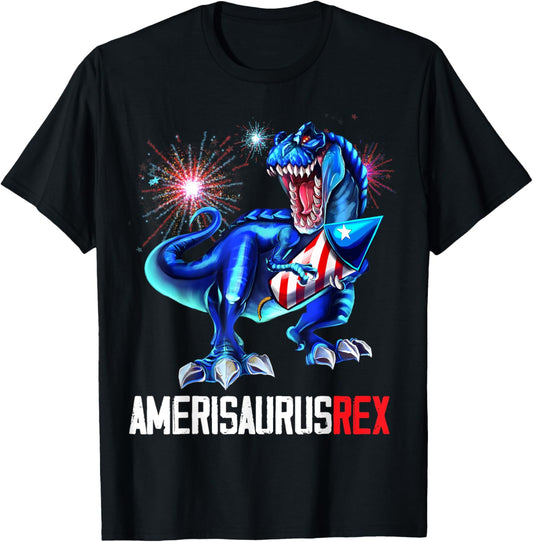 Dinosaur 4th of July Amerisaurus Rex Fireworks Boys Kids T-Shirt