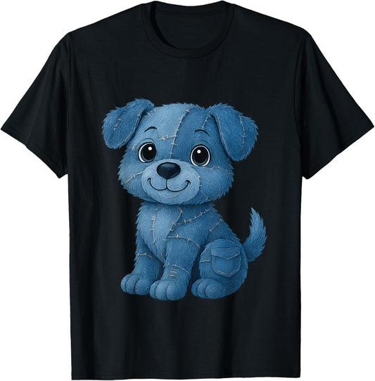 retro funny denim patch animal dog print Funny Men Women tee T-Shirt