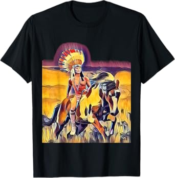 Native American Chief on a Horse T-Shirt