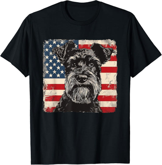 Miniature Schnauzer Dog Patriotic 4th of July Gift Men Women T-shirt