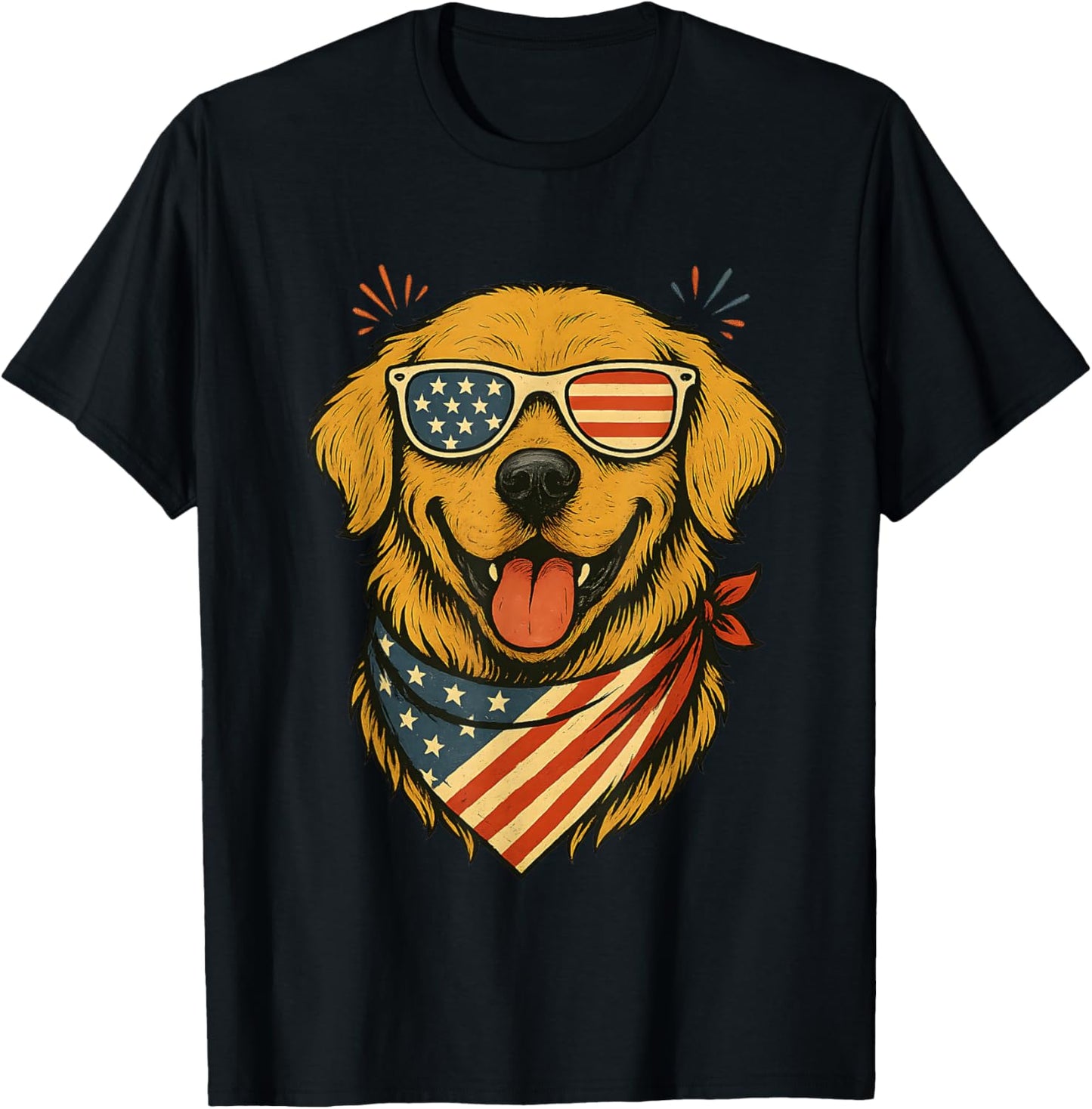 USA flag 4th Of July Patriotic American Dog Golden Retriever T-Shirt