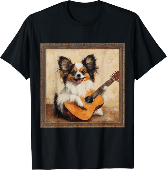 Papillon Dog Guitar Dog T-Shirt