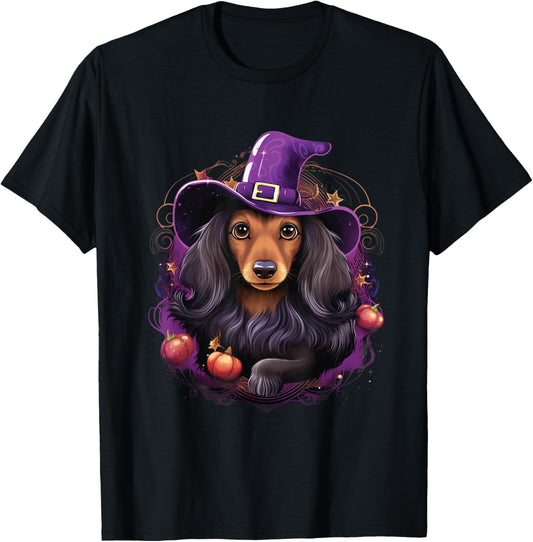 Cute Witch Funny Dachshund Halloween Costume Dog Lover T-Shirt