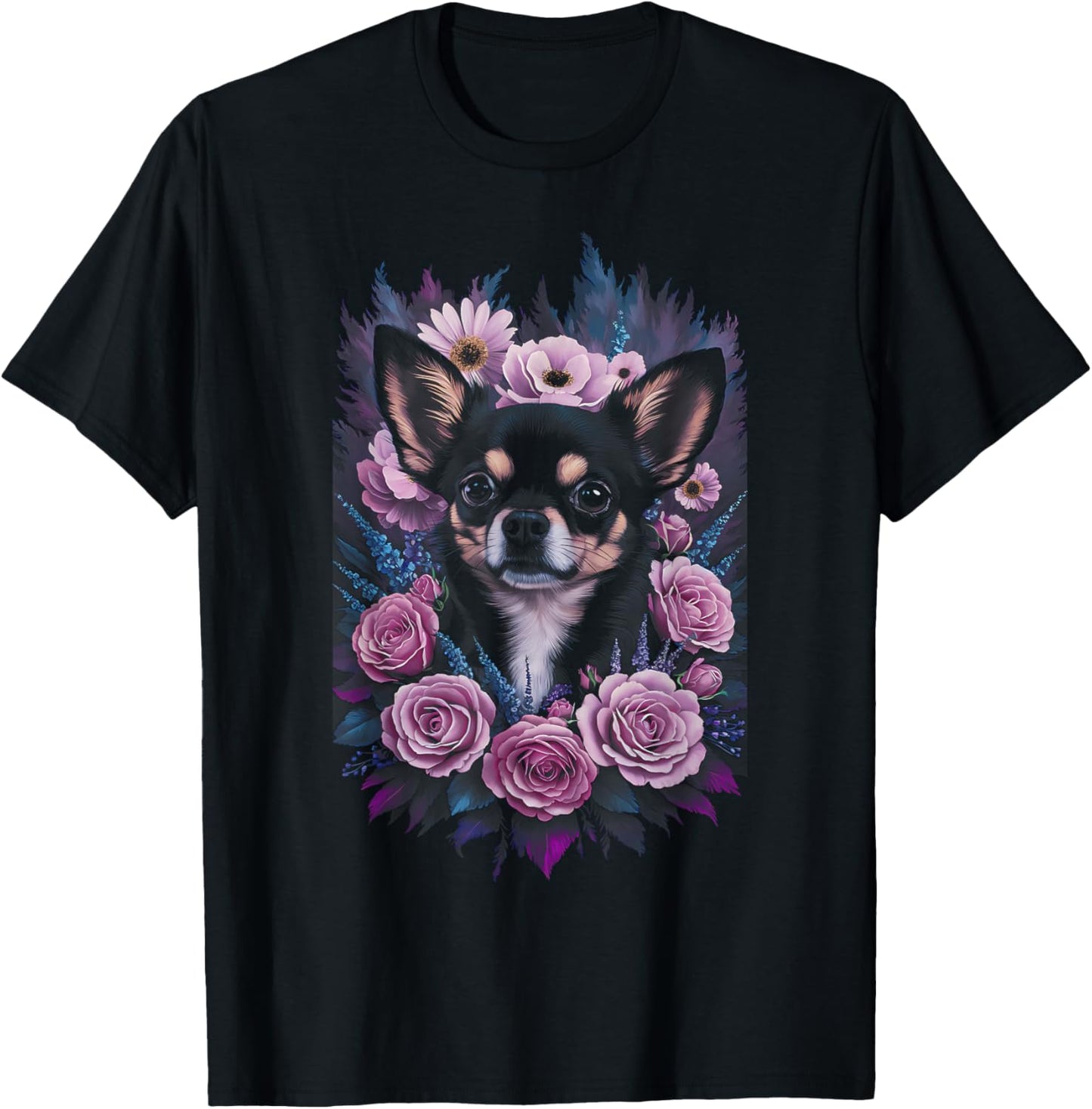 Floral Chihuahua Graphic Tees for Men Women and Kids T-Shirt