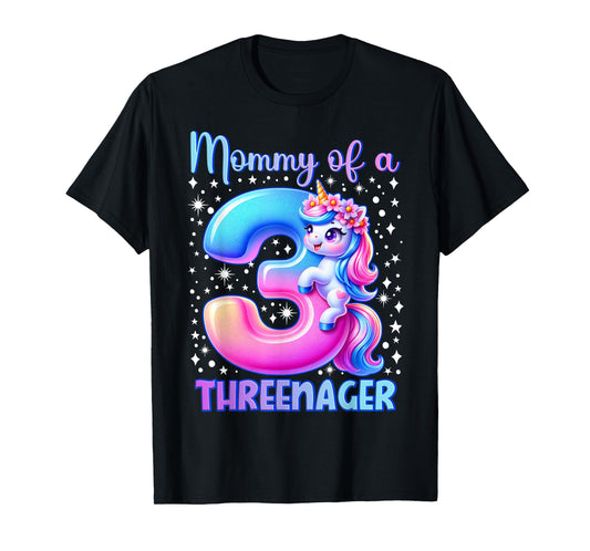 Mommy Of A Threenager 3rd Birthday Kid Princess Crown T-Shirt