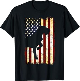 Wirehaired Pointing Griffon Silhouette American Flag T-Shirt
