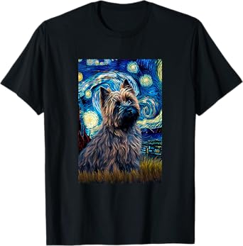 Cairn Terrier in Starry Night Painting Dog Mom Dad Men Women Kids T-Shirt