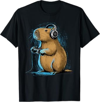 Capybara Shirt Gamer Capybara Video Games Lover Funny Gaming T-Shirt
