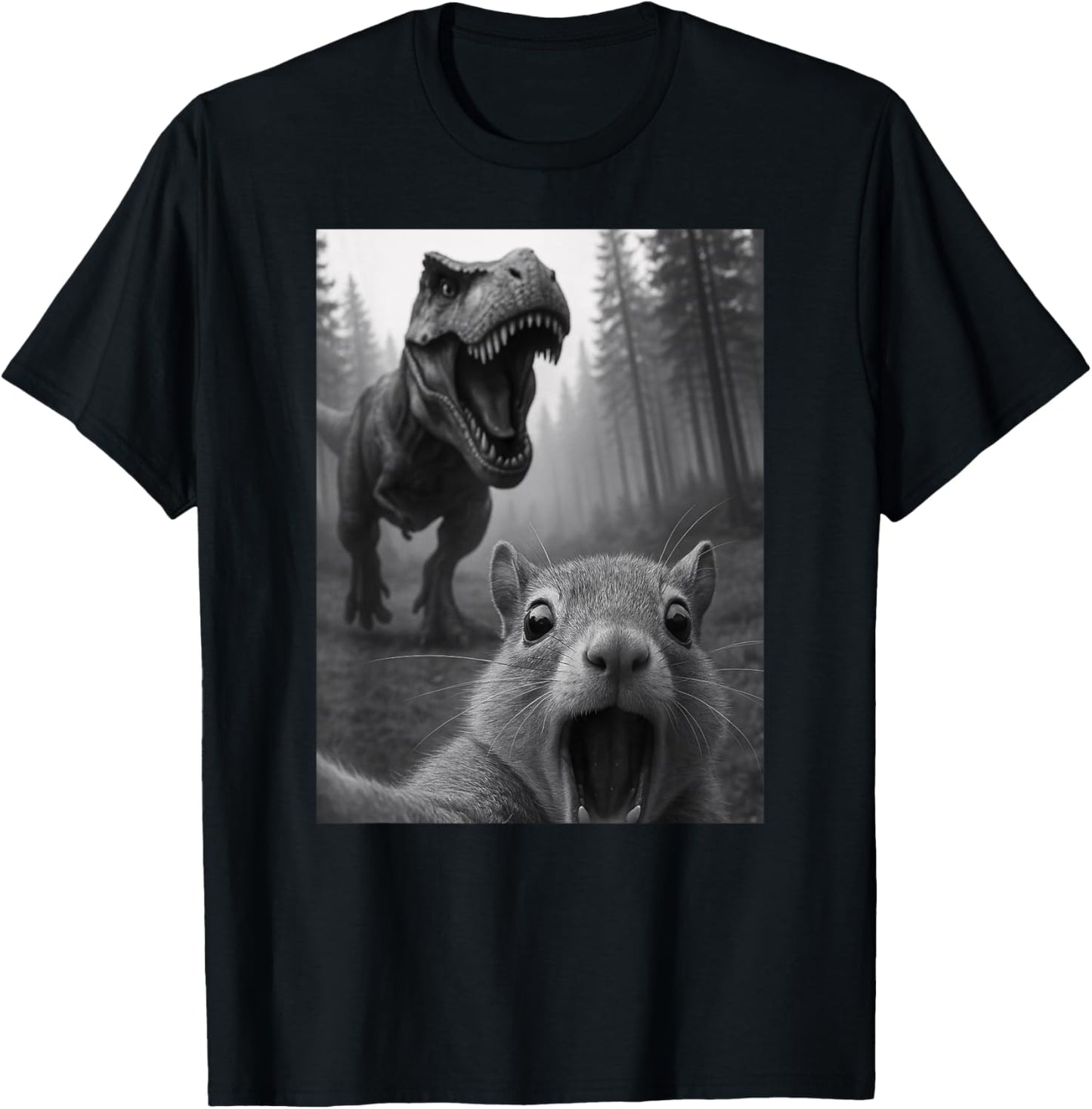 Funny Squirrel Trex Dinosaur Selfie Animal Lover Boys Girls T-Shirt
