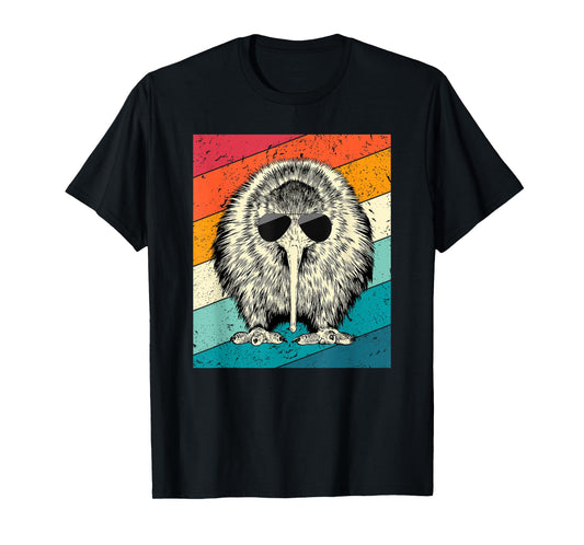 Retro Vintage Kiwi Bird with Sunglasses Animal Lovers T-Shirt