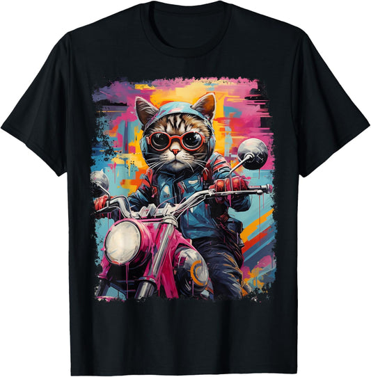 Motorbike Gear Cat on Motorcycle T-Shirt