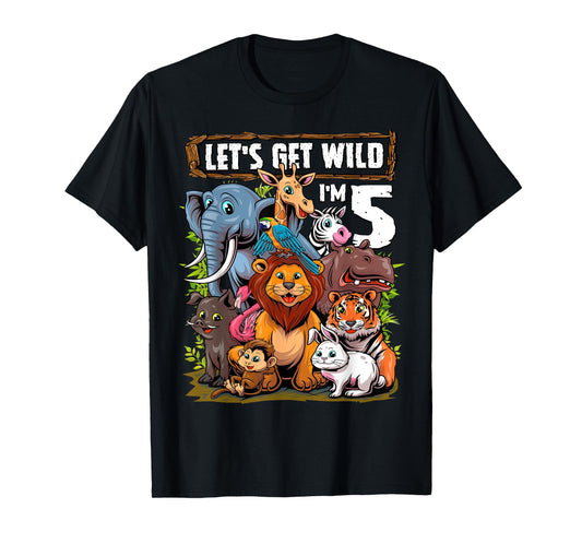 5 Year Old Zoo Birthday Safari Jungle Animals 5th Birthday T-Shirt