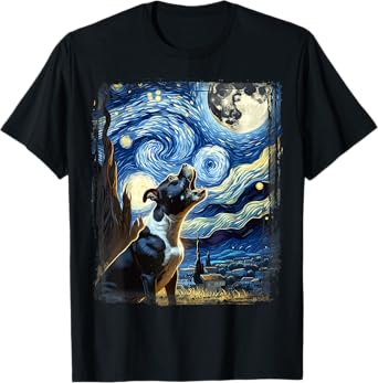Staffy Dog Van Gogh Starry Night Staffordshire Bull Terrier T-Shirt