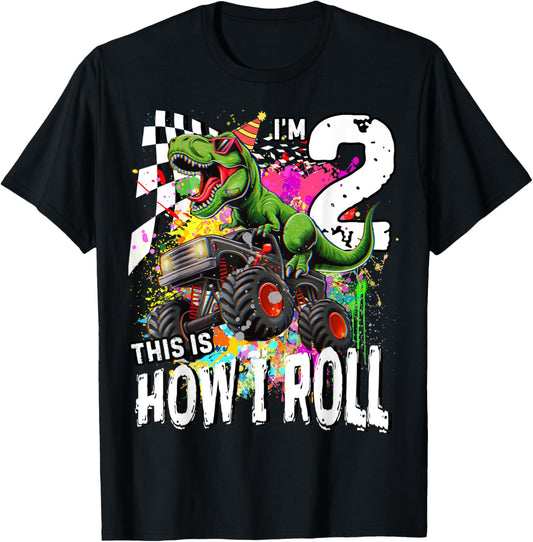 Birthday Monster Truck Dinosaur 2nd years old Monster Truck T-Shirt