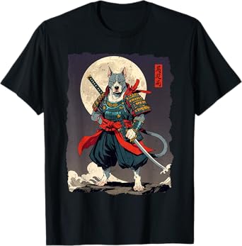 Pitbull Dog Samurai Japanese Retro Ukiyo-e Warrior T-Shirt