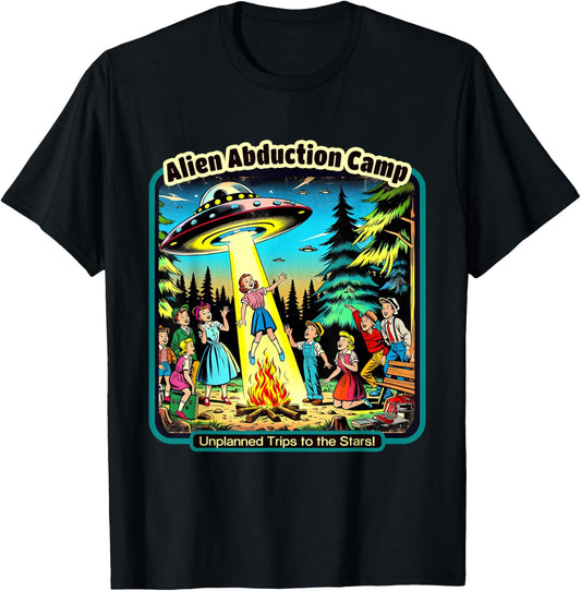 Funny Vintage Alien Abduction Camp UFO Alien T-Shirt