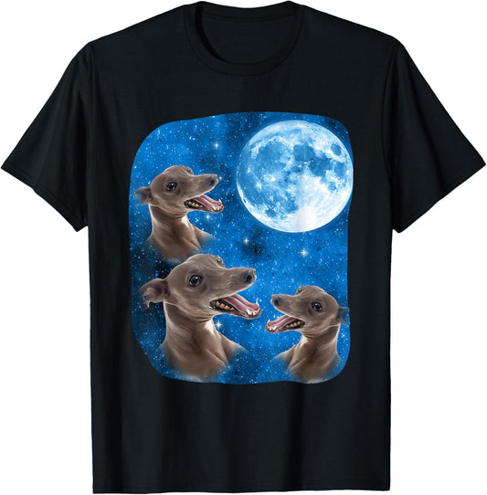 Greyhound Dog Howling At The Space Moon Night Starry Sky T-Shirt