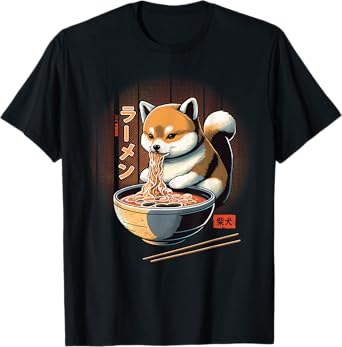 Kawaii Shiba Inu Eating Ramen - Dog Lover Gift T-Shirt