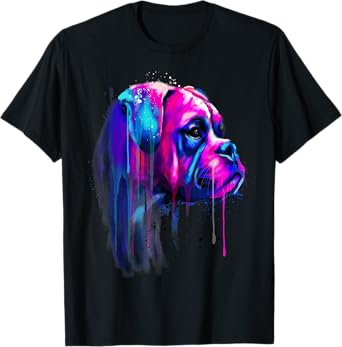 Colorful Boxer Dog Art Watercolor T-Shirt