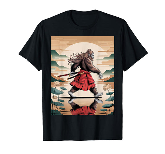 Cool Vintage Bigfoot Samurai Japanese Art for Men T-Shirt