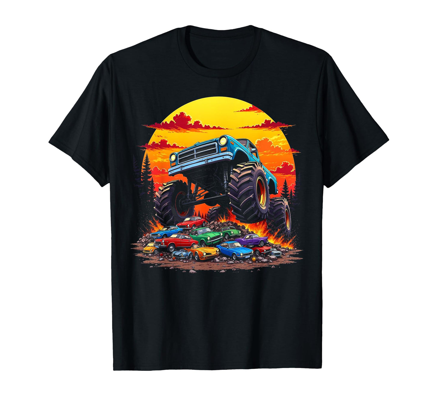 Monster Trucks Birthday Party Retro Monster Truck T-Shirt
