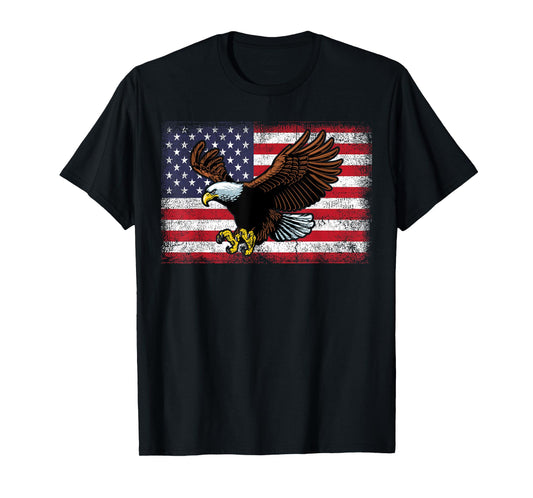 Mens Bald Eagle Shirts, Patriotic American Flag Christmas T-Shirt