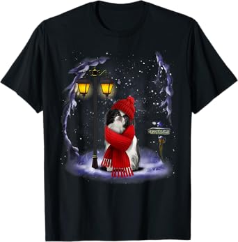 Japanese Chin Santa Snow Christmas Light Winter Pajama T-Shirt
