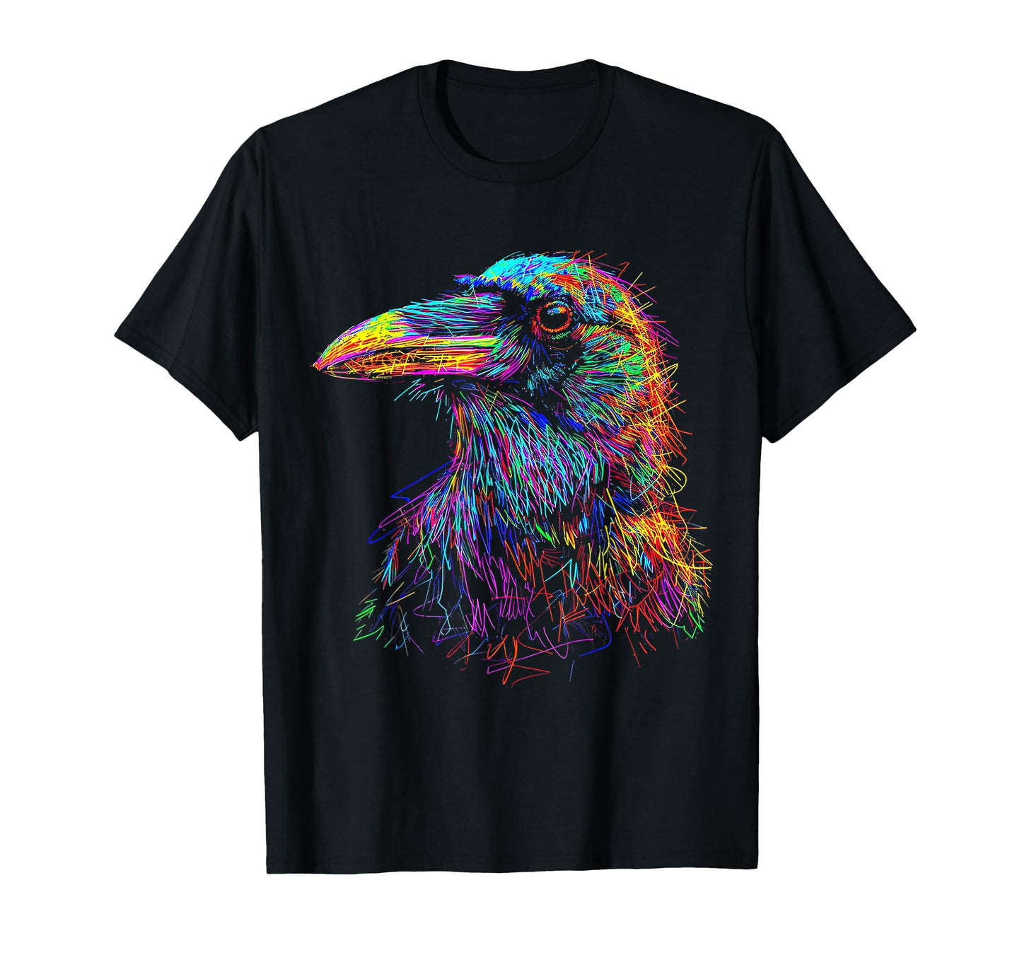Raven Colorful Abstract Animal Bird Illustration Crow T-Shirt