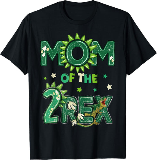 Mom Of The Two Rex Birthday Dinosaur Family Matching T-Shirt