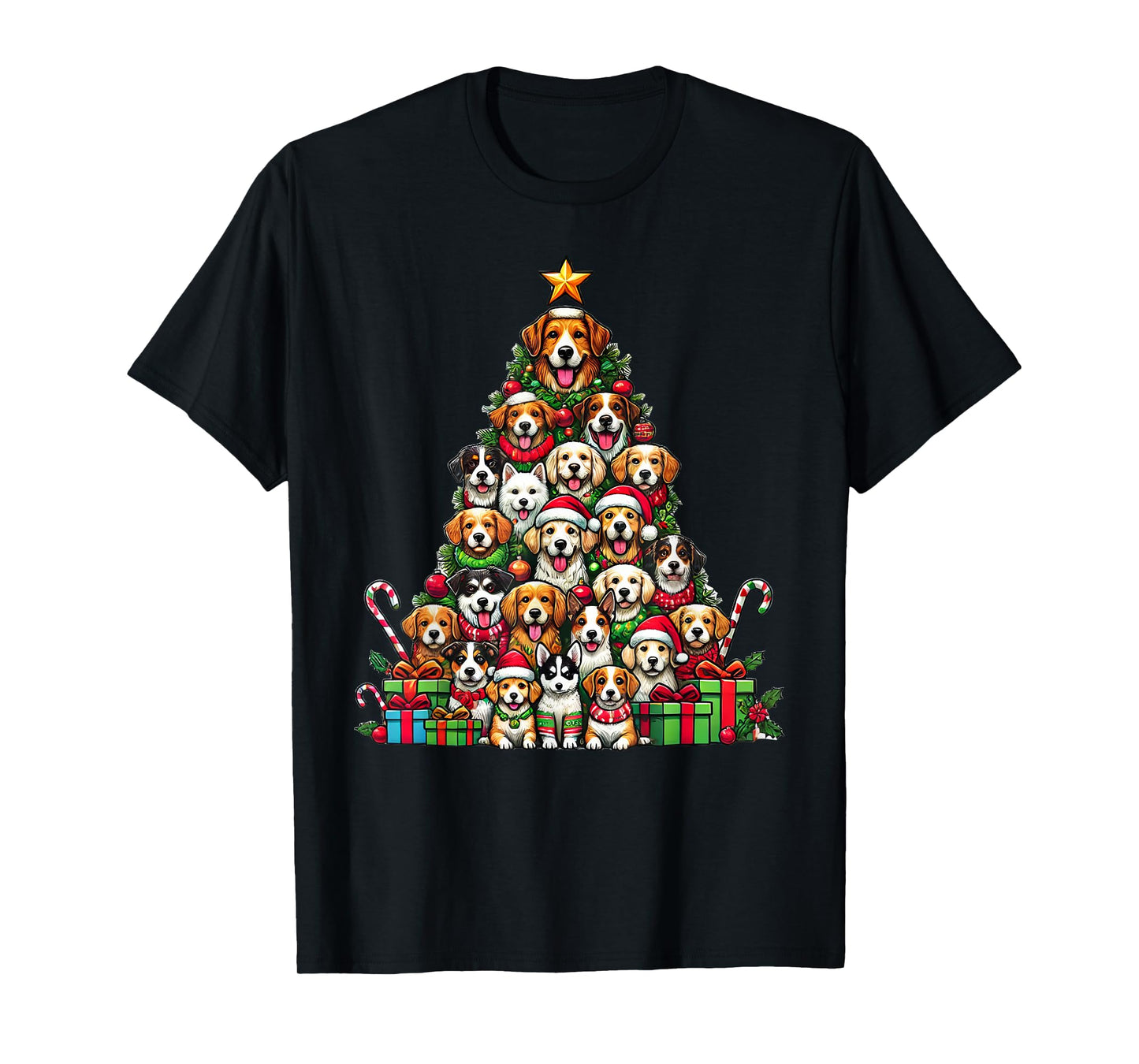 Dog Christmas Tree Funny Dog Xmas T-Shirt for Men Women Girls Kids