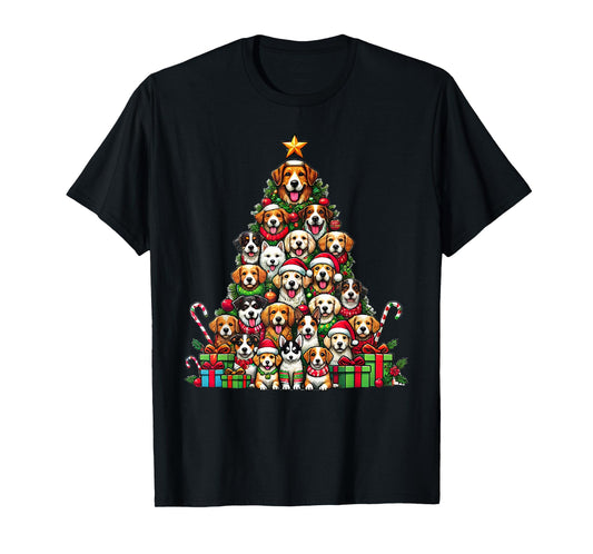 Dog Christmas Tree Funny Dog Xmas T-Shirt for Men Women Girls Kids